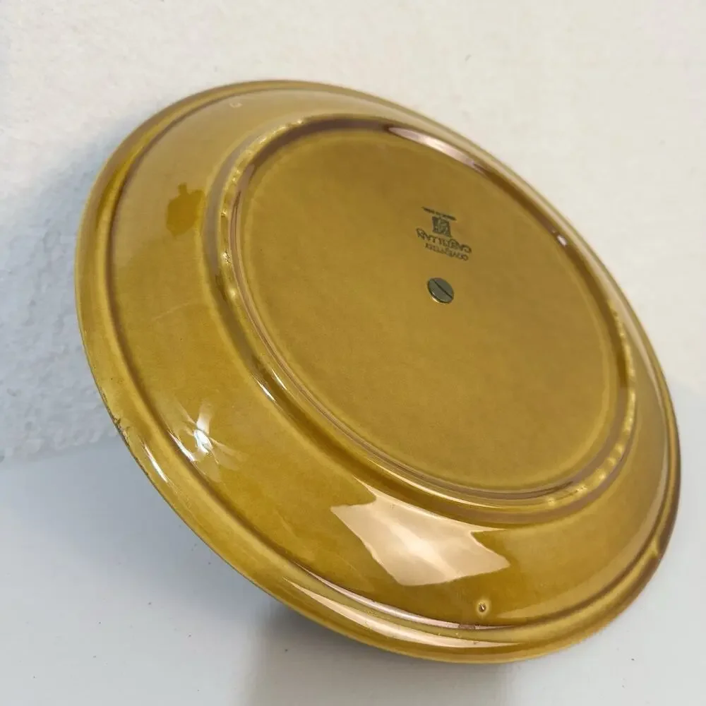 Homer Laughlin Round Serving Handled Plate Tray Coventry Castilian Mustard Gold